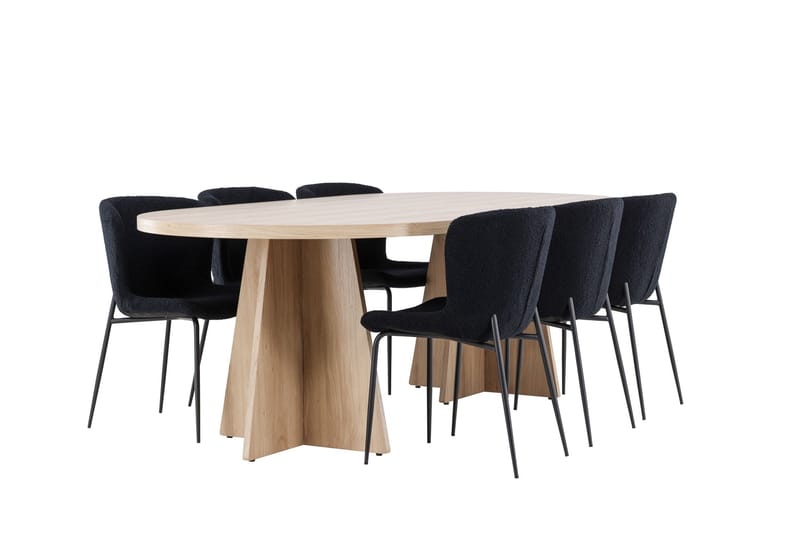 Bootcut Matgrupp 230 cm Rektangulär med 6 Modesto stolar - Whitewash/Svart - Products - Möbler - Bord & matgrupp - Matgrupp