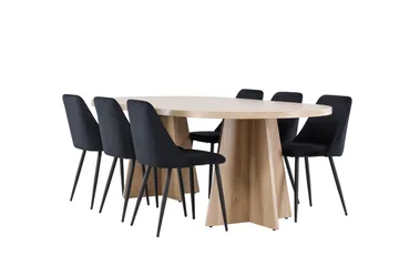 Bootcut Matgrupp 230 cm Rektangulär med 6 Night stolar - Whitewash/Svart - Products - M öbler - Bord & matgrupp - Matgrupp