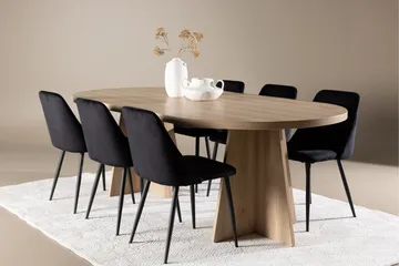 Bootcut Matgrupp 230 cm Rektangulär med 6 Night stolar - Whitewash/Svart - Products - Möbler - Bord & matgrupp - Matgrupp