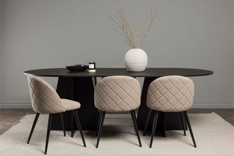 Bootcut Matgrupp 230 cm Rektangulär med 6 Velvet stolar - Beige - Products - Möbler - Bord & matgrupp - Matgrupp