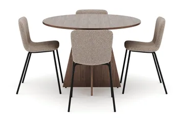 Bootcut Runt Litet Matbord Valnöt 110 cm med 4 Katy Matstolar - Products - Möbler - Bord & matgrupp - Matgrupp