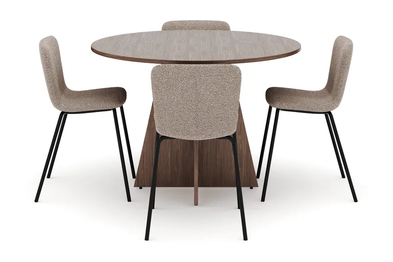 Bootcut Runt Litet Matbord Valnöt 110 cm med 4 Katy Matstolar - Products - Möbler - Bord & matgrupp - Matgrupp