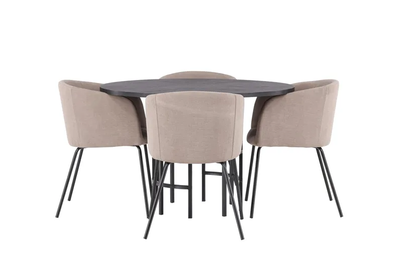 Copenhagen Matgrupp 115 cm Rund med 4 Berit stolar, Beige