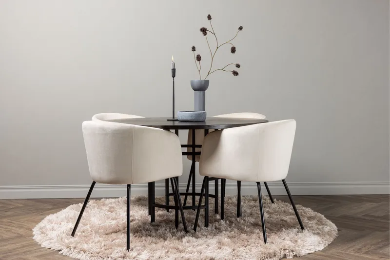 Copenhagen Matgrupp 115 cm Rund med 4 Berit stolar - Beige - Products - Möbler - Bord & matgrupp - Matgrupp