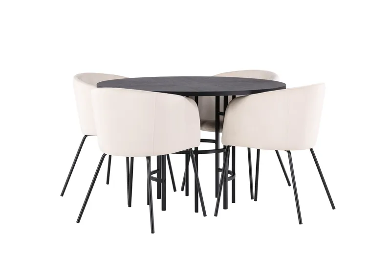 Copenhagen Matgrupp 115 cm Rund med 4 Berit stolar - Beige - Products - Möbler - Bord & matgrupp - Matgrupp