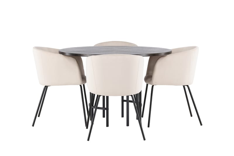 Copenhagen Matgrupp 115 cm Rund med 4 Berit stolar, Beige
