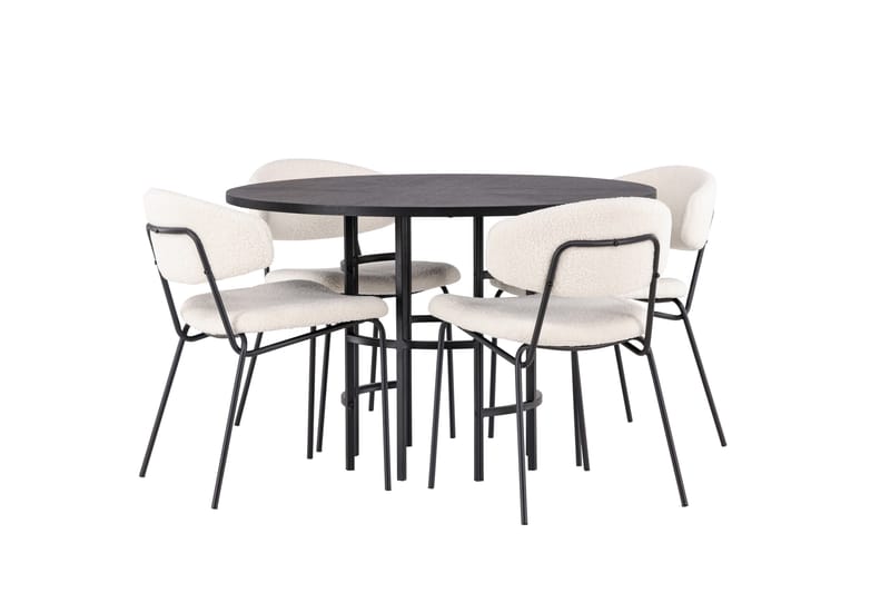 Copenhagen Matgrupp 115 cm Rund med 4 Chico Stolar - Svart - Products - Möbler - Bord & matgrupp - Matgrupp