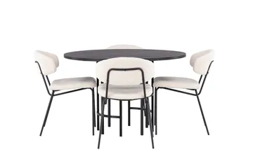 Copenhagen Matgrupp 115 cm Rund med 4 Chico Stolar - Svart - Products - Möbler - Bord & matgrupp - Matgrupp