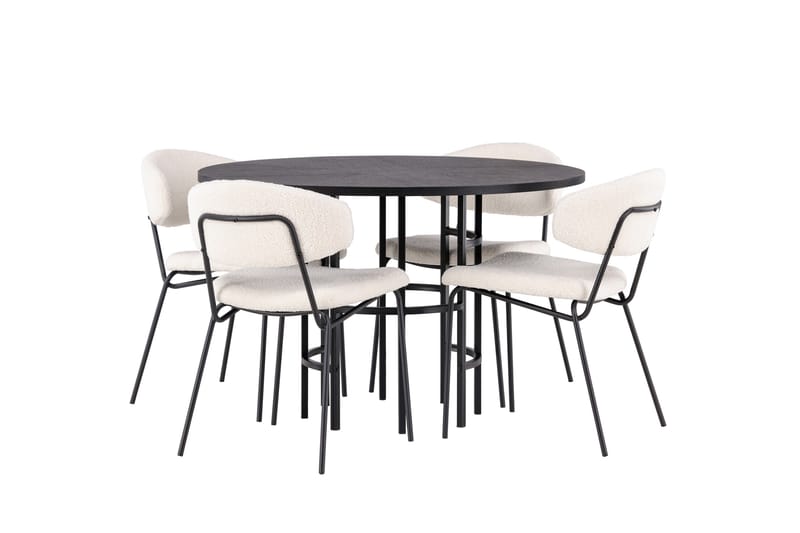 Copenhagen Matgrupp 115 cm Rund med 4 Chico Stolar - Svart - Products - Möbler - Bord & matgrupp - Matgrupp