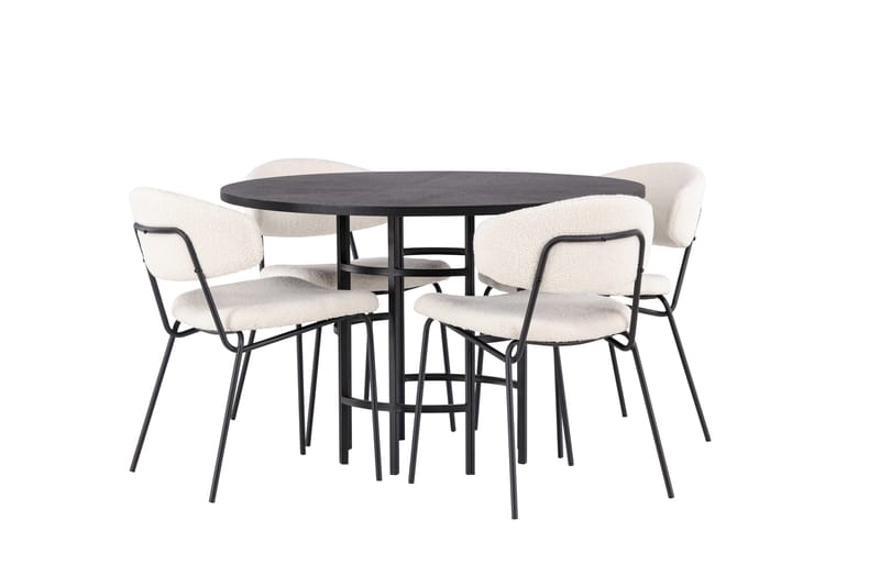 Copenhagen Matgrupp 115 cm Rund med 4 Chico Stolar - Svart - Products - Möbler - Bord & matgrupp - Matgrupp