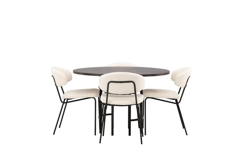 Copenhagen Matgrupp 115 cm Rund med 4 Chico Stolar - Svart - Products - Möbler - Bord & matgrupp - Matgrupp