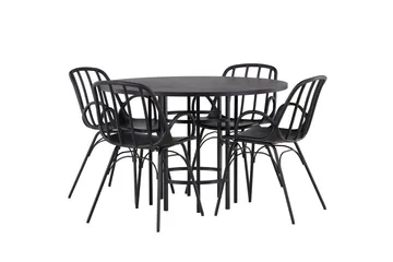 Copenhagen Matgrupp 115 cm Rund med 4 Dyrön stolar - Svart - Products - Möbler - Bord & matgrupp - Matgrupp