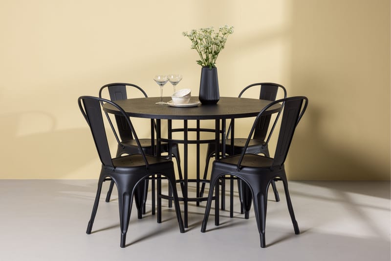Copenhagen Matgrupp 115 cm Rund med 4 Tempe Stolar - Svart - Products - Möbler - Bord & matgrupp - Matgrupp