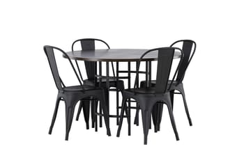 Copenhagen Matgrupp 115 cm Rund med 4 Tempe Stolar - Svart - Products - Möbler - Bord & matgrupp - Matgrupp