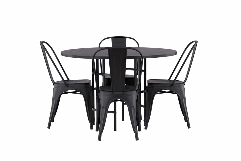 Copenhagen Matgrupp 115 cm Rund med 4 Tempe Stolar - Svart - Products - Möbler - Bord & matgrupp - Matgrupp