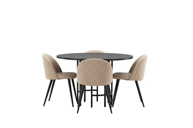 Copenhagen Matgrupp 115 cm Rund med 4 Velvet stolar - Beige - Products - Möbler - Bord & matgrupp - Matgrupp