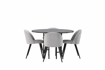 Copenhagen Matgrupp 115 cm Rund med 4 Velvet stolar - Grå - Products - Möbler - Bord & matgrupp - Matgrupp