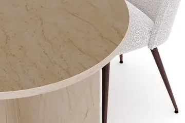 Dano Matbord 180 cm  med 4 Nibe Plus Matstolar - Travertin / Vit - Products - Möbler - Bord & matgrupp - Matgrupp