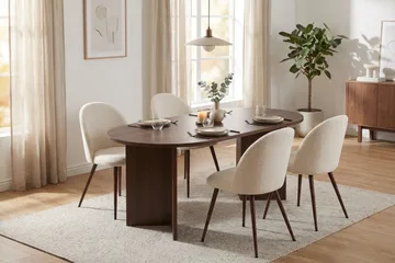 Dano Matbord 180 cm med 4 Nibe Plus Matstolar - Vit/Brun - Products - Möbler - Bord & matgrupp - Matgrupp