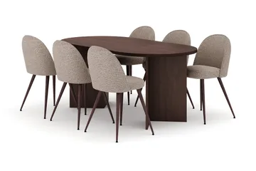 Dano Matbord 180 cm  med 6 Nibe Plus Matstolar - Valnöt / Greige - Products - Möbler - Bord & matgrupp - Matgrupp