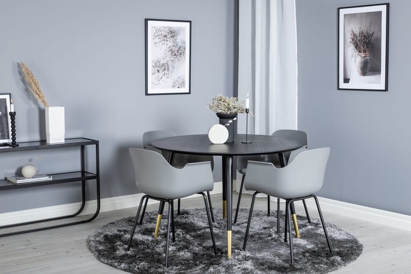 Dipp Matgrupp 115 cm Rund med 4 Comfort stolar - Svart/Guld - Products - Möbler - Bord & matgrupp - Matgrupp