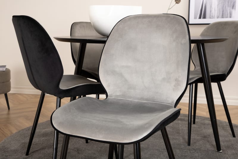 Dipp Matgrupp 115 cm Rund med 4 Emma stolar - Svart - Products - Möbler - Bord & matgrupp - Matgrupp