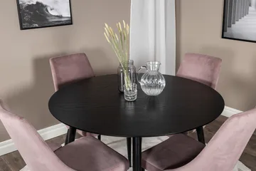 Dipp Matgrupp 115 cm Rund med 4 Leone stolar - Svart - Products - Möbler - Bord & matgrupp - Matgrupp