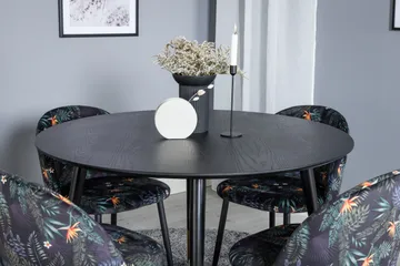 Dipp Matgrupp 115 cm Rund med 4 Velvet stolar - Svart/Guld - Products - Möbler - Bord & matgrupp - Matgrupp