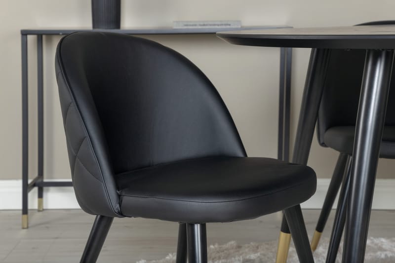 Dipp Matgrupp 115 cm Rund med 4 Velvet stolar - Svart/Guld - Products - Möbler - Bord & matgrupp - Matgrupp