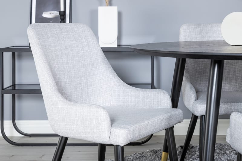 Dipp Matgrupp 115 cm Rund med 4 Plaza stolar - Svart/Guld - Products - Möbler - Bord & matgrupp - Matgrupp