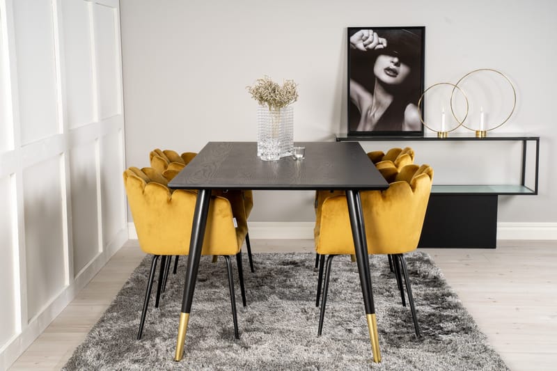 Dipp Matgrupp 180 cm Rektangulär med 4 Limhamn stolar - Svart/Guld - Products - Möbler - Bord & matgrupp - Matgrupp