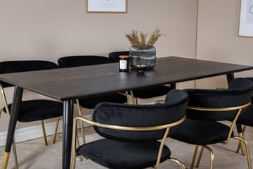 Dipp Matgrupp 180 cm Rektangulär med 6 Arrow stolar - Svart/Guld - Products - Möbler - Bord & matgrupp - Matgrupp