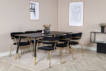 Dipp Matgrupp 180 cm Rektangulär med 6 Arrow stolar - Svart/Guld - Products - Möbler - Bord & matgrupp - Matgrupp
