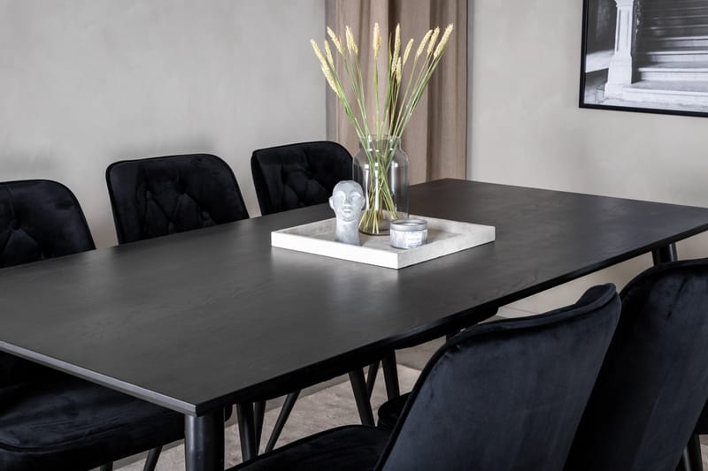 Dipp Matgrupp 180 cm Rektangulär med 6 Velvet Deluxe stolar - Svart - Products - Möbler - Bord & matgrupp - Matgrupp