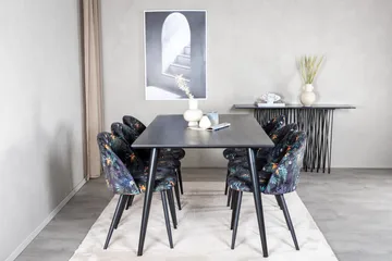 Dipp Matgrupp 180 cm Rektangulär med 6 Velvet stolar - Svart - Products - Möbler - Bord & matgrupp - Matgrupp