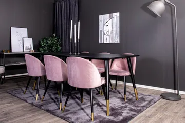 Dipp Matgrupp 180 cm Rektangulär med 6 Velvet stolar - Svart/Guld - Products - Möbler - Bord & matgrupp - Matgrupp