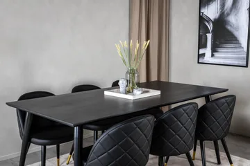 Dipp Matgrupp 180 cm Rektangulär med 6 Velvet stolar - Svart/Guld - Products - Möbler - Bord & matgrupp - Matgrupp