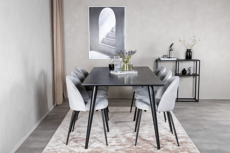 Dipp Matgrupp 180 cm Rektangulär med 6 Wrinkles stolar - Svart - Products - Möbler - Bord & matgrupp - Matgrupp