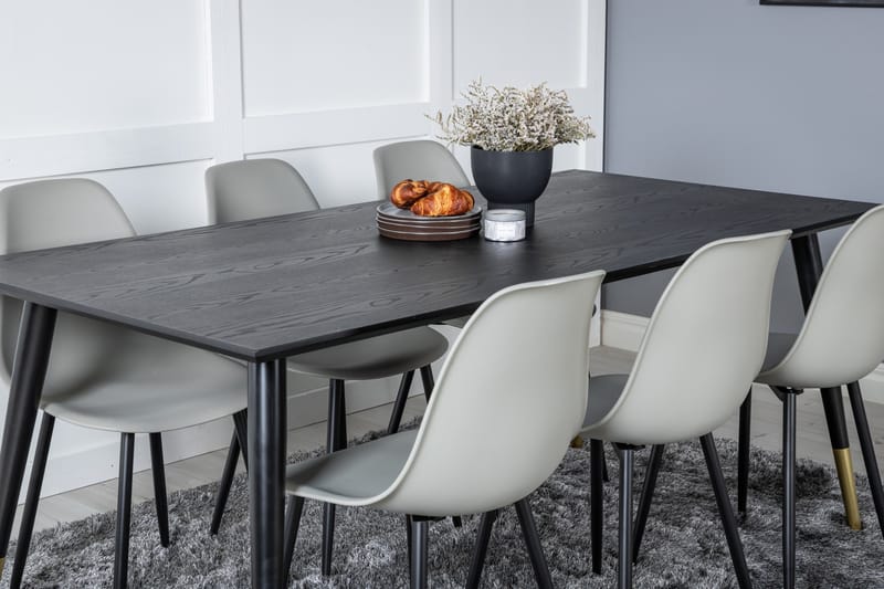 Dipp Matgrupp 180 cm Rektangulär med 6 Polar stolar - Svart/Guld - Products - Möbler - Bord & matgrupp - Matgrupp