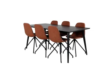 Dipp Matgrupp 180 cm Rektangulär med 6 Polar stolar - Svart - Products - Möbler - Bord & matgrupp - Matgrupp
