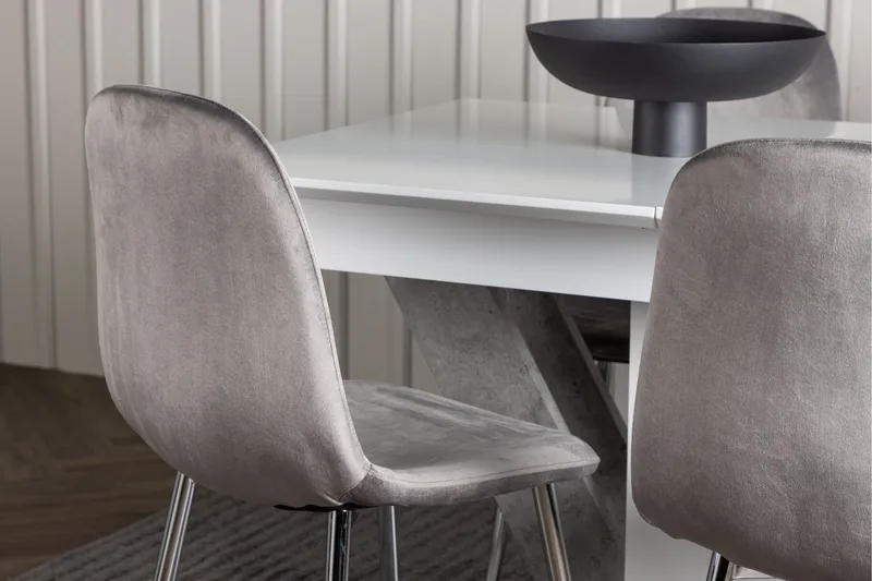 Disa Matgrupp 120 cm Rektangulär med 4 Eva stolar - Ljusgrå - Products - Möbler - Bord & matgrupp - Matgrupp