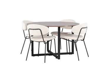 Durango Matgrupp 120 cm Rund med 4 Chico Stolar - Valnöt - Products - Möbler - Bord & matgrupp - Matgrupp