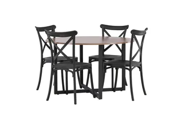 Durango Matgrupp 120 cm Rund med 4 Crosett Stolar - Valnöt - Products - Möbler - Bord & matgrupp - Matgrupp