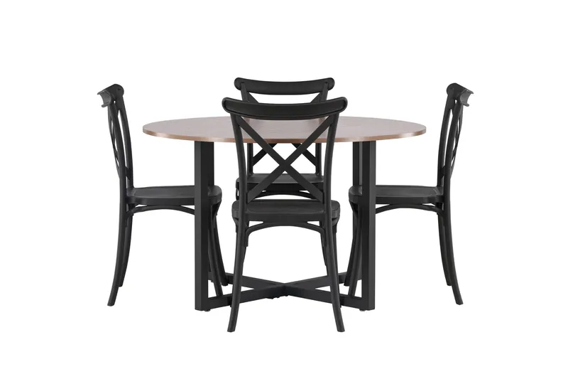 Durango Matgrupp 120 cm Rund med 4 Crosett Stolar, Valnöt