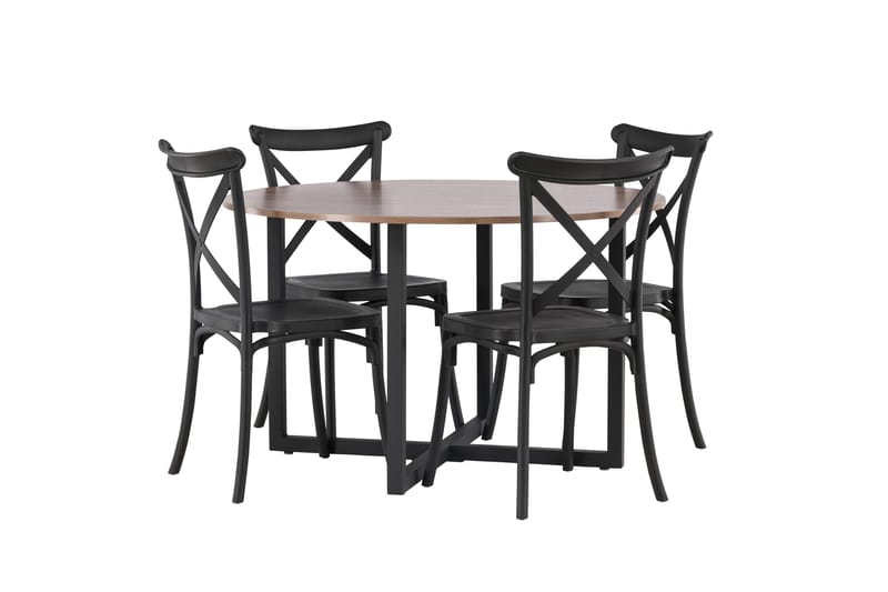 Durango Matgrupp 120 cm Rund med 4 Crosett Stolar - Valnöt - Products - Möbler - Bord & matgrupp - Matgrupp