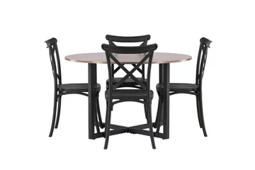 Durango Matgrupp 120 cm Rund med 4 Crosett Stolar - Valnöt - Products - Möbler - Bord & matgrupp - Matgrupp