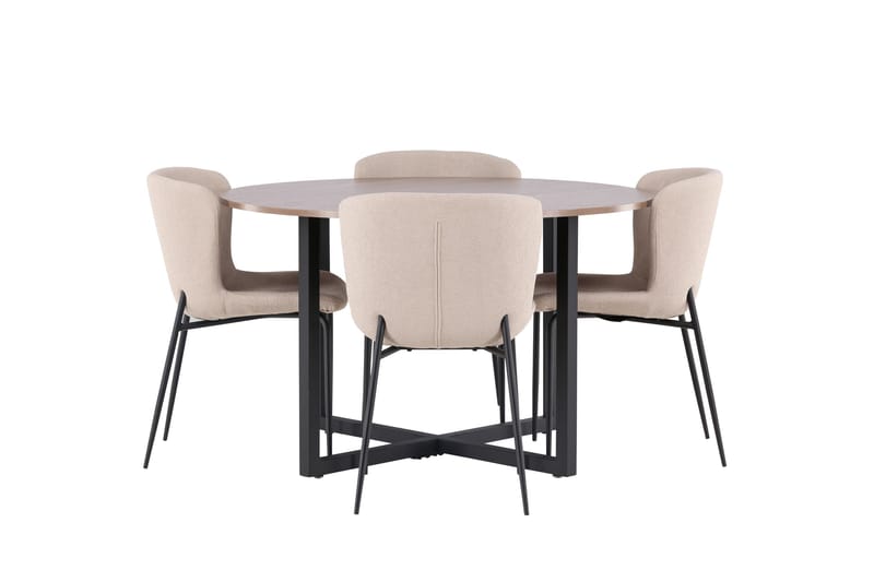 Durango Matgrupp 120 cm Rund med 4 Modesto Stolar, Valnöt