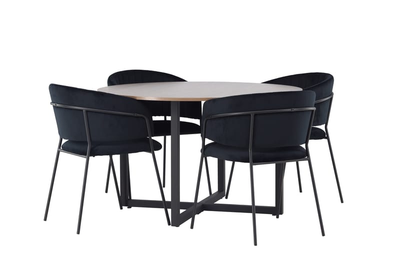 Durango Matgrupp 120 cm Rund med 4 Selma Stolar - Valnöt - Products - Möbler - Bord & matgrupp - Matgrupp
