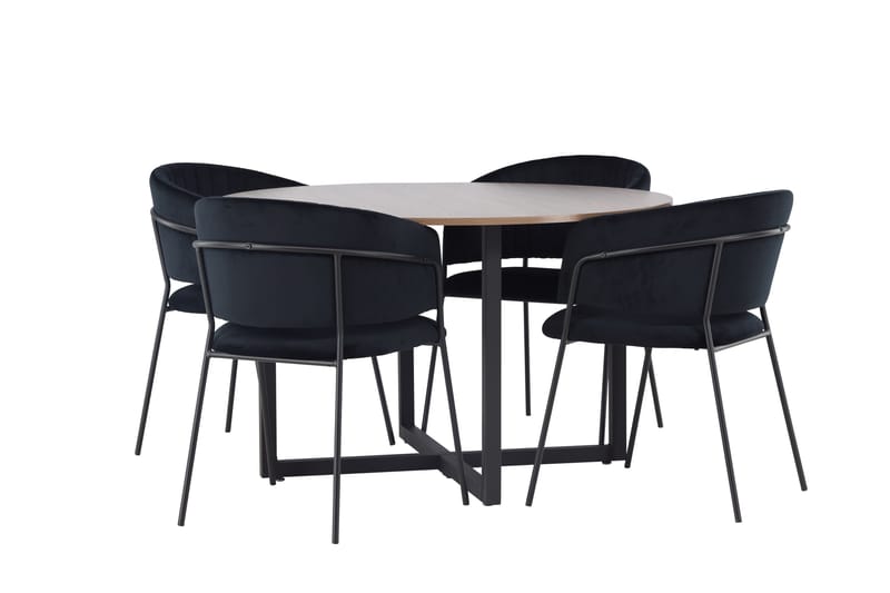 Durango Matgrupp 120 cm Rund med 4 Selma Stolar - Valnöt - Products - Möbler - Bord & matgrupp - Matgrupp