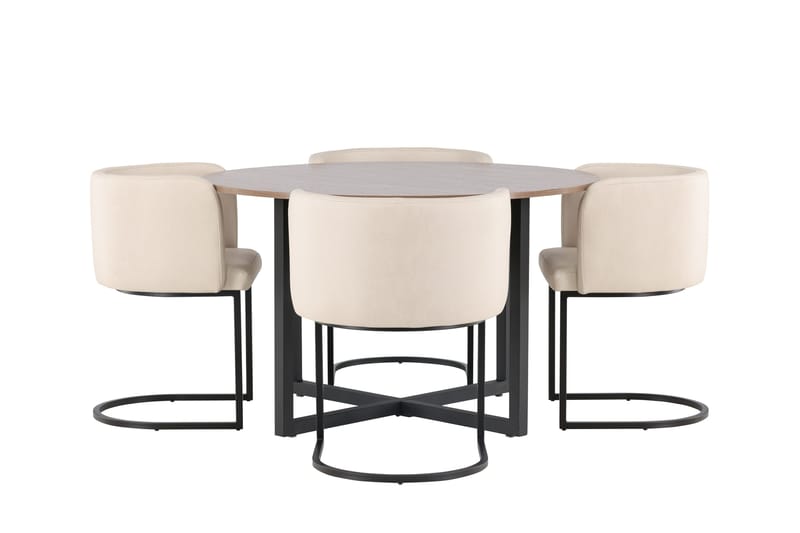 Durango Matgrupp 120 cm Rund med 4 Simrishamn Stolar - Valnöt - Products - Möbler - Bord & matgrupp - Matgrupp